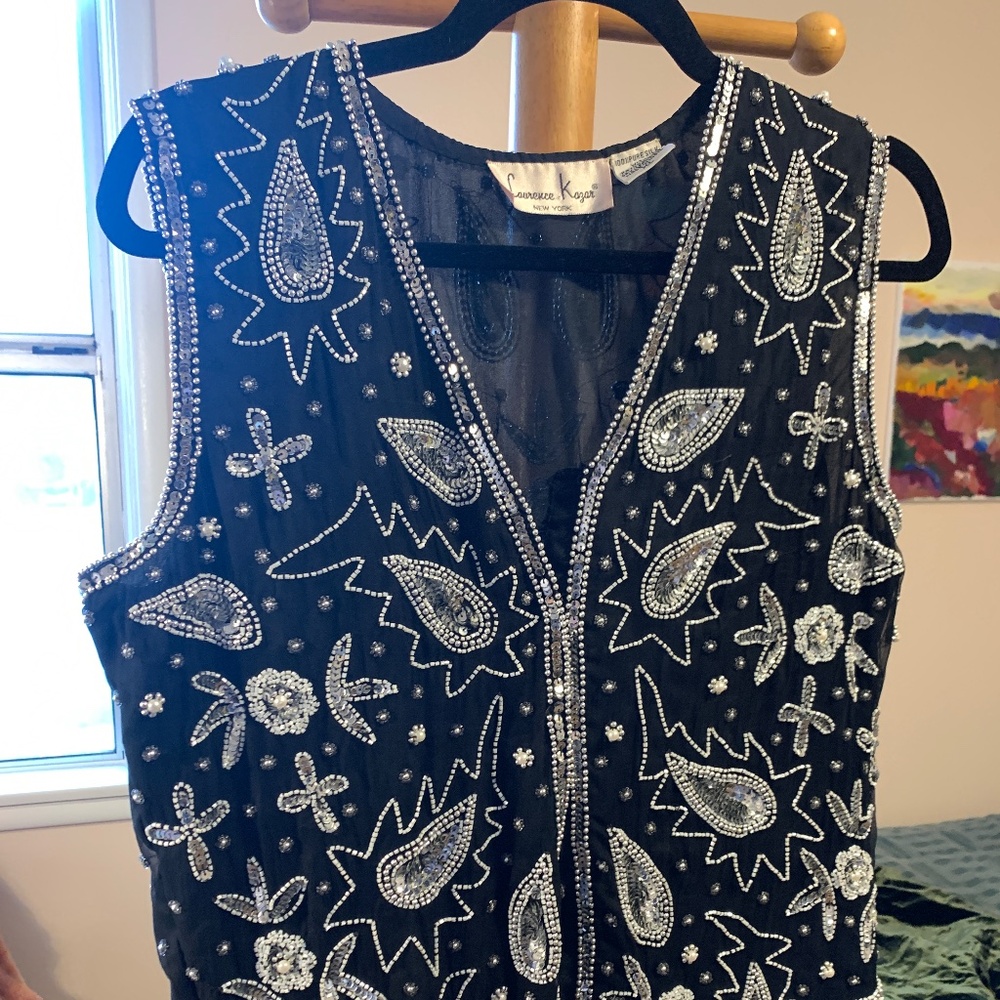 Beaded silk vest